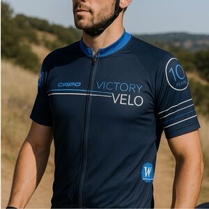 Capo Cycling Jersey Mens Size M Navy Blue Victory Velo Full Zip Aero Sporty Bike